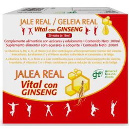 GHF Jalea Real Vital Con Ginseng 20 Amp - Complemento Alimenticio con Vitaminas y Minerales para Sistema Inmune y Energía