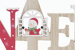 DKD Home Decor Decoración Navidad Tradicional MDF Natural Rojo Blanco 2x16.5x28 cm Pack 6 Unidades