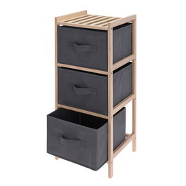 Storage Solutions 784630050 Armario de baño de 3 compartimentos de madera 27,5 x 25,4 x 65 cm con cajas de almacenaje