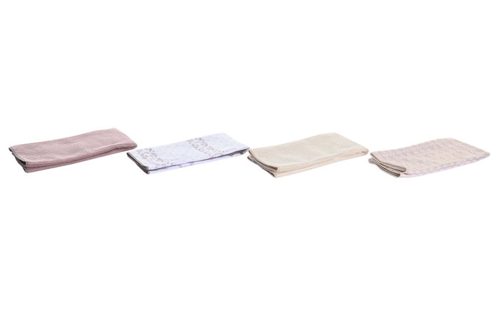 DKD Home Decor Set de 2 Paños de Microfibra 40x60 cm Rosa y Blanco