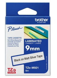 Brother TZE-M921 Cinta de etiquetas Negro sobre Plata Mate 9 mm x 8 m