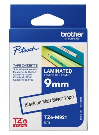 Brother Cinta TZe-M921 Laminada Metalizada Negro sobre Plata Mate 9mm x 8m Brother Cinta TZe-M921 Laminada Metalizada Negro sobre Plata Mate 9mm x 8m