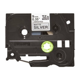 Brother Cinta TZe-M921 Laminada Metalizada Negro sobre Plata Mate 9mm x 8m