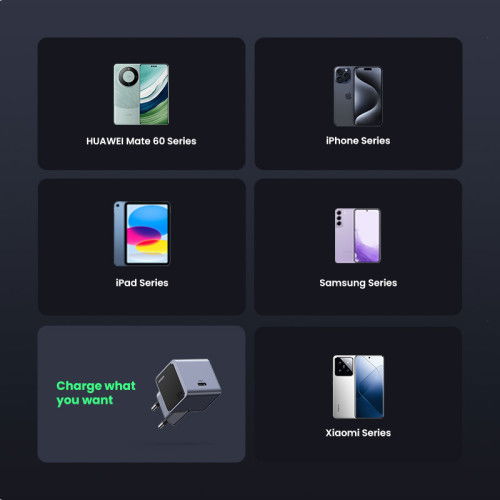 UGREEN 35041 Nexode S Cargador Rápido USB-C GaN de 30W para Teléfono Móvil, Batería Portátil, Teléfono Gris
