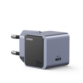 UGREEN 35041 Nexode S Cargador Rápido USB-C GaN de 30W para Teléfono Móvil, Batería Portátil, Teléfono Gris