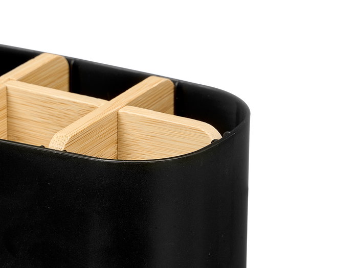 Berilo Organizador Plástico Bambú 5 Huecos Negro 17.8x10x8 cm (Set de 24)