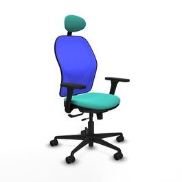PIQUERAS Y CRESPO Silla de oficina Jorquera con mecanismo Sincro/Traslack, Turquesa y Azul
