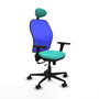 PIQUERAS Y CRESPO Silla de oficina Jorquera con mecanismo Sincro/Traslack, Turquesa y Azul