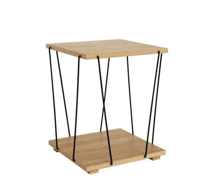 Inde Mesita Auxiliar Madera-Metal Black 31.8x31.8x38.5 cm (4 Unidades)