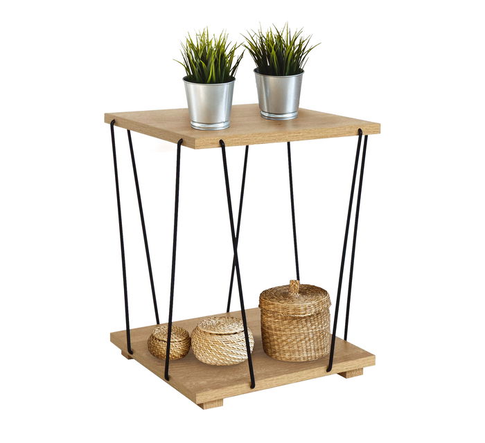 Inde Mesita Auxiliar Madera-Metal Black 31.8x31.8x38.5 cm (4 Unidades)