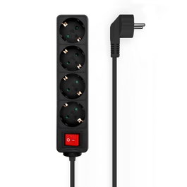 Aisens Regleta 4 Tomas con Interruptor, Cable 1.4m, Negro, A154-0650