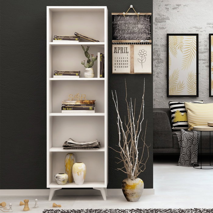 Hanah Home Estantería Moderna Blanca 50x162x25cm Hanah Home Estantería Moderna Blanca 50x162x25cm