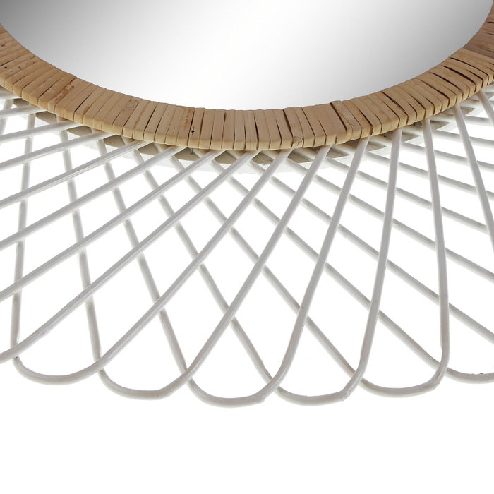 Versa Espejo Redondo Espiral Blanca, Marco de Bambú, 75 cm de Diámetro (2 Unidades)