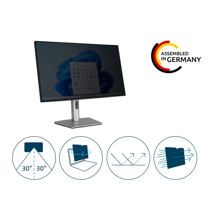 Kensington 626491 Filtro de Privacidad para Monitor 68.6 cm (27") 16:9, Antirreflectante y Reducción Luz Azul, Reversible, Compatible Pantallas Sin Marco y Táctiles