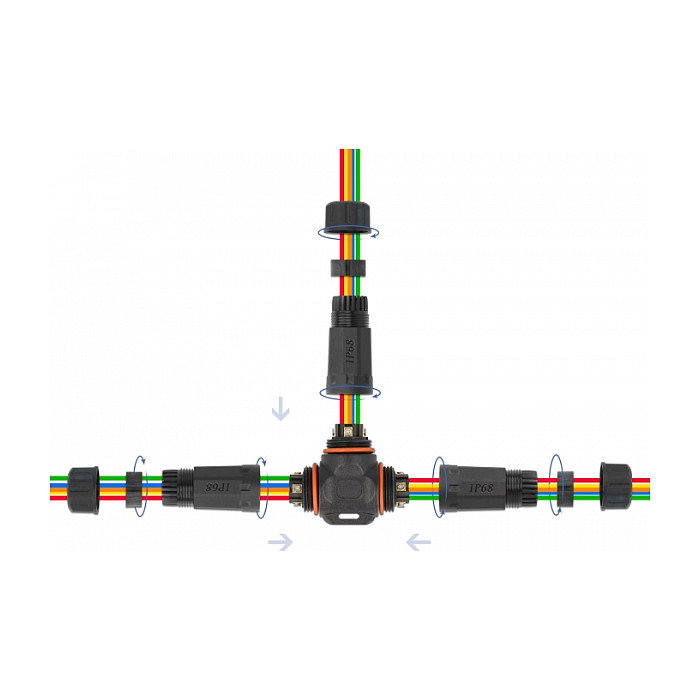 DeLOCK Conector de cable en forma de T para exteriores 5 Pin IP68 negro