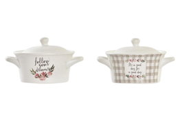 DKD Home Decor Tazón Porcelana New Bone Surtido de Colores 16,5x13x9 cm
