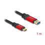DeLOCK Cable USB Tipo-A a USB Tipo-C™ 1 m Rojo/Negro 10 Gbps