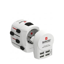 Skross MUV USB 4xA Universal Reiseadapter, Mundial, Blanco, 4 Puertos USB