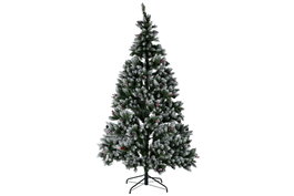 DKD Home Decor Árbol de Navidad LED 210 cm con acabado nevado y detalles de piñas