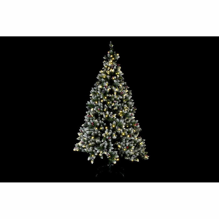 DKD Home Decor Árbol de Navidad LED 210 cm con acabado nevado y detalles de piñas