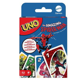 Mattel Juego Uno Spiderman con temática especial, Edad recomendada 5 años, Juego de cartas en español y portugués