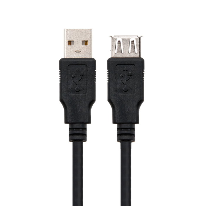Nanocable Cable Prolongador USB 2.0 de 1m, USB A Macho a USB A Hembra, Negro
