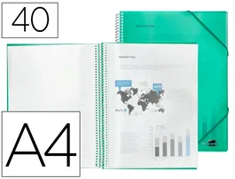 Liderpapel Carpeta Escaparate con Espiral 40 Fundas Polipropileno DIN A4 Verde