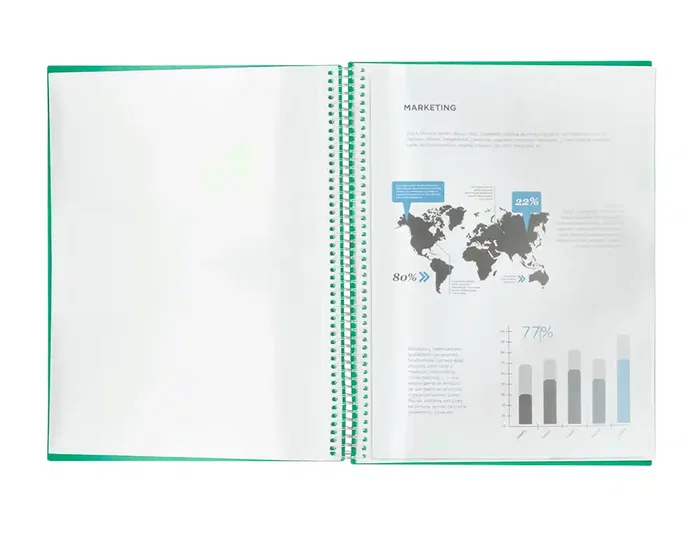 Liderpapel Carpeta escaparate con espiral 40 fundas polipropileno Din A4 verde