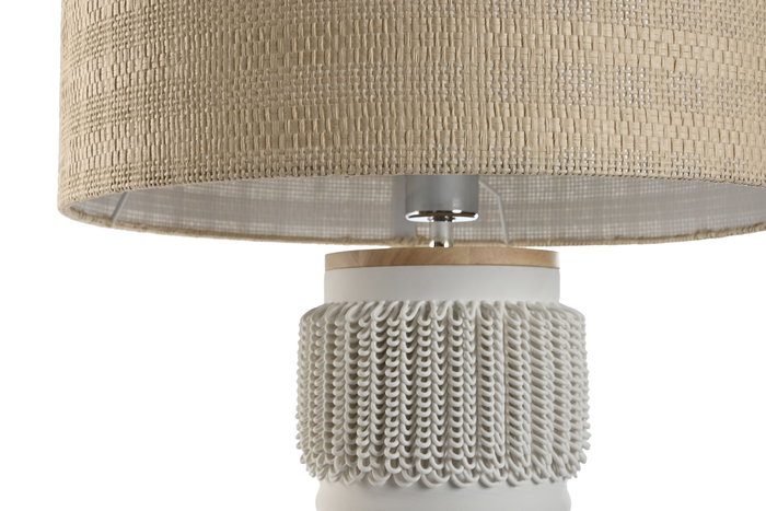 DKD Home Decor Lámpara Sobremesa Romántico Blanco Natural 46 x 77 x 46 cm