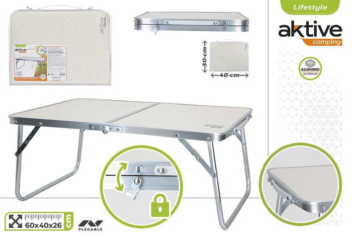 Color Baby Mesa Camping Plegable Aluminio Blanca 60x40x25 cm