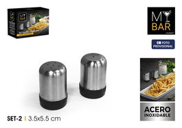 Inde Set 2 Piezas Salero Pimentero Acero Inoxidable 3.5 x 5.5 cm (24 Unidades)