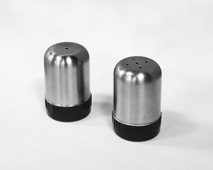 Inde Set de 2 Piezas Salero y Pimentero de Acero Inoxidable - My Bar - 3,5x5,5 cm (24 Unidades)