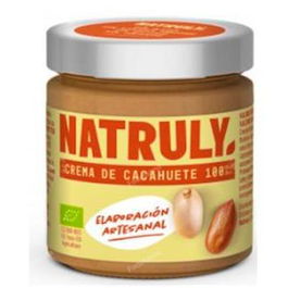NATRULY Crema De Cacahuete 100% Orgánica Vegana Artesanal Sin Azúcar Sin Gluten Sin Lactosa Sin Palma 200Gr