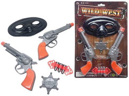 Rama Blister Pistolero Antifaz - Set de 2 Pistolas de Juguete para Niños +3 Años - 22.5x34x2.5 cm