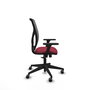 Silla de oficina Motilla con mecanismo Sincro tapizada con Tela color Granate y malla color Gris. Equipada con lumbar 1D, Brazos 3D y Ruedas 65 mm parqué