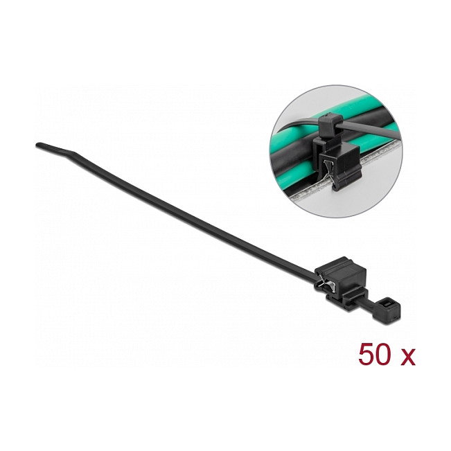 DeLOCK Sujetacables con clip de fijación 200 x 4,8 mm negro 50 piezas DeLOCK Sujetacables con clip de fijación 200 x 4,8 mm negro 50 piezas