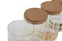 DKD Home Decor Surtido de 4 Botes de Borosilicato con Corcho y Fruta