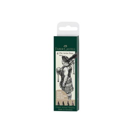 Faber Castell PITT Artist Pen Set de 4 Rotuladores Tinta India Negra