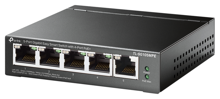 TP-Link TL-SG105MPE Switch Gigabit de 5 puertos con 4 puertos PoE+ TP-Link TL-SG105MPE Switch Gigabit de 5 puertos con 4 puertos PoE+