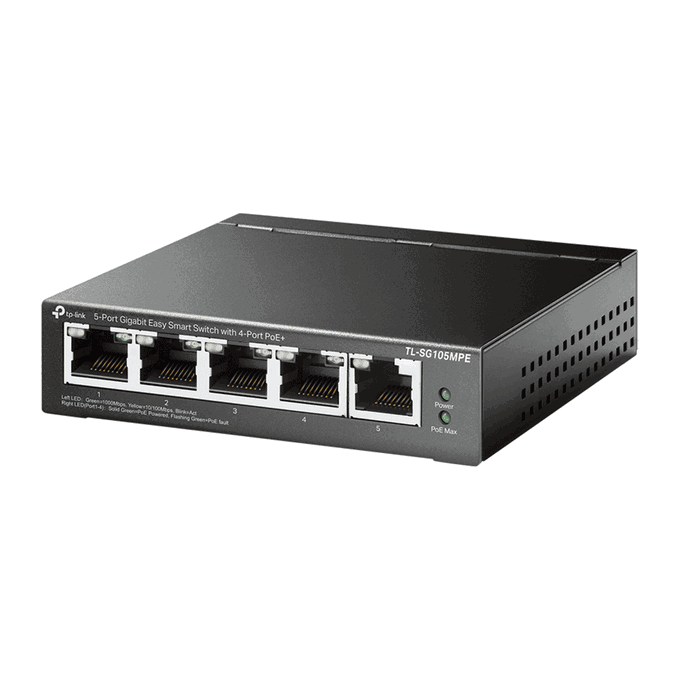 TP-Link TL-SG105MPE Switch Gigabit de 5 puertos con 4 puertos PoE+ TP-Link TL-SG105MPE Switch Gigabit de 5 puertos con 4 puertos PoE+