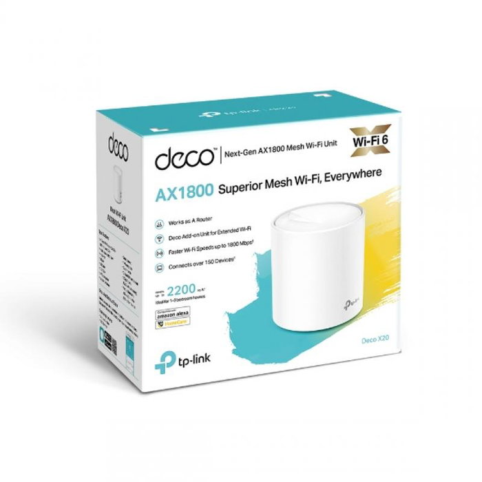 TP-Link Deco X20 WiFi 6 Mesh Sistema, Punto de Acceso, 1-Pack, AX1800, Dual-Band, Referencia DECO X20(1-PACK) TP-Link Deco X20 WiFi 6 Mesh Sistema, Punto de Acceso, 1-Pack, AX1800, Dual-Band, Referencia DECO X20(1-PACK)