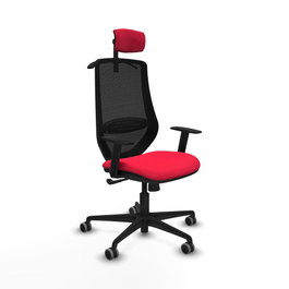 PIQUERAS Y CRESPO Silla de oficina Mardos con mecanismo Sincro, Rojo y Negro