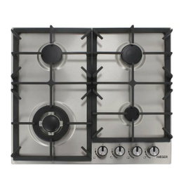 Haeger PG-4GI.005A Placa de Gas Independiente de 4 Fuegos, Acero Inoxidable, 60 cm, para Encimera