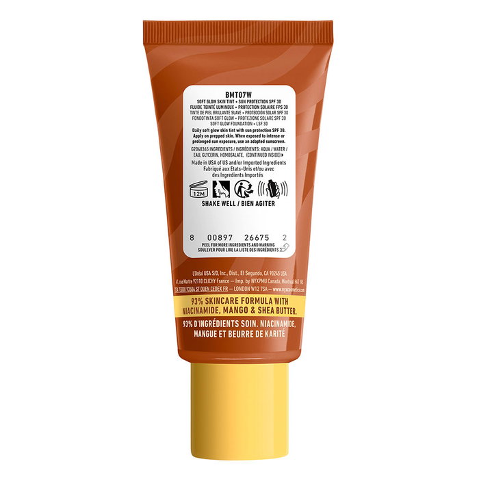 NYX Professional Make Up Buttermelt Glaze Protector Solar con Tinte SPF30 #07-Toffee Butta 30 ml | Hidratante con Niacinamida, Manteca de Karité y Mango