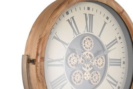 DKD Home Decor Reloj Pie Loft Natural Cobre Abeto Cristal 183 x 61 x 55 cm