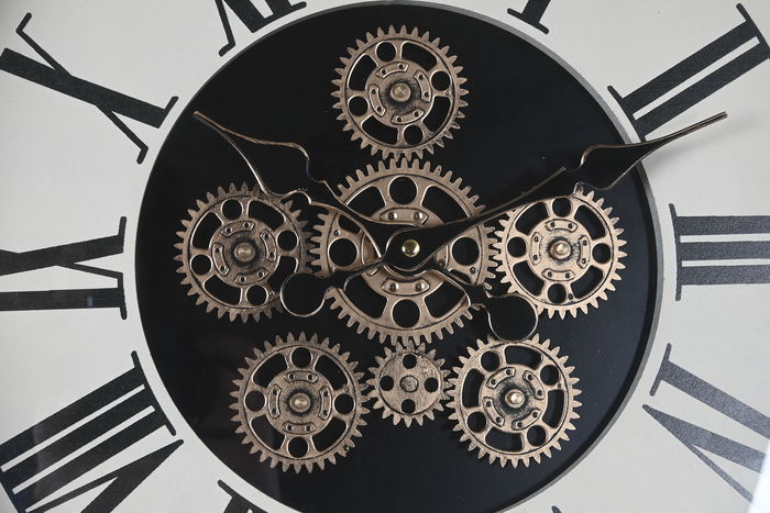 DKD Home Decor Reloj Pie Loft Natural Cobre Abeto Cristal 183 x 61 x 55 cm