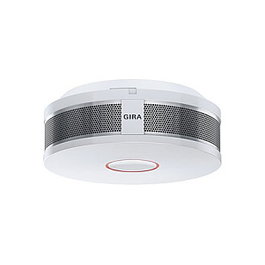 GIRA Dual Q Detector de Humo Fotoeléctrico Inalámbrico, Blanco y Plata, Alarma 85 dB, IP42, Batería Litio 10 Años
