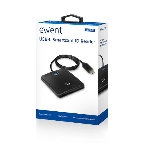 EWENT Lector de Tarjetas Inteligentes USB-C EW1055 Negro