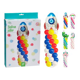 Basics Pilar de Globos Surtidos 51 Piezas Modelos Variados con Soporte de Llenado de Agua