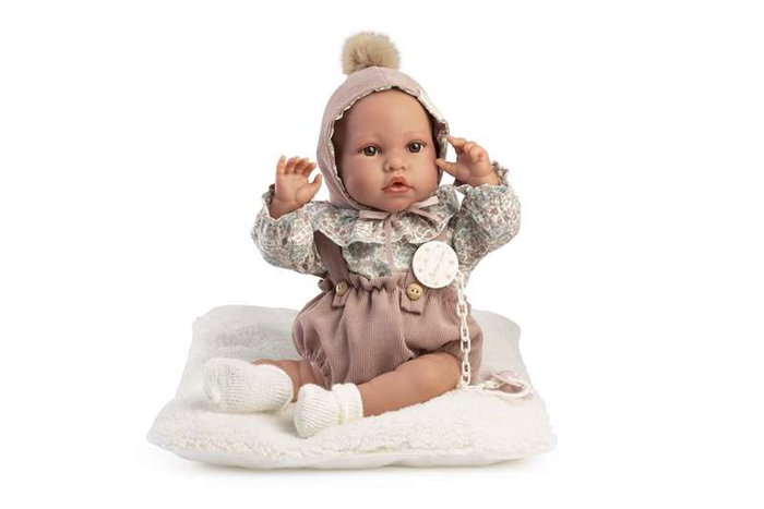 Antonio Juan Muñeca Recién Nacida Erika con Ranita 42cm - Idiomas: Español, Ucraniano, Francés, Portugués, Alemán, Neerlandés, Italiano, Ruso, Polaco, Árabe